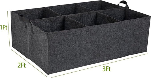 1-Pack 6 Grids Fabric Grow Bags, 3x2x1ft Thickened 400G Nonwoven Fabric Raised Garden Beds with Handles - Indoor Outdoor Planters for Vegetables, Herbs, Flowers