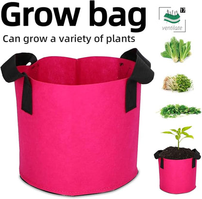 Grow Bags,Growing Pot Bags Garden Grow Bag Indoor Outdoor Fabric Aeration Plant Pot Container Flower Vegetable Pouch (Rose Red,17Gallon)