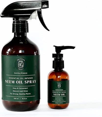 Neem Oil for Plants (Makes 480 fl oz) with Spray Bottle & Essential Oils | for Indoor Houseplants & Outdoor Gardens, Natural Leaf Shine