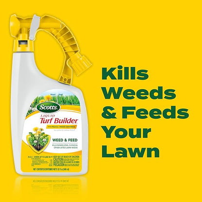 Scotts Liquid Turf Builder with Plus 2 Weed Control - Liquid Weed Killer and Fertilizer, 32 fl. oz. (2-Pack)