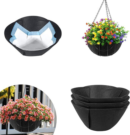 3 Pack 14 Inch Fabric Planter Basket Liners - Round Hanging Basket Liners Replacement Coco Liner,Durable Non-Woven Liners for Hanging Baskets Planters Flowers, Plants (Black)