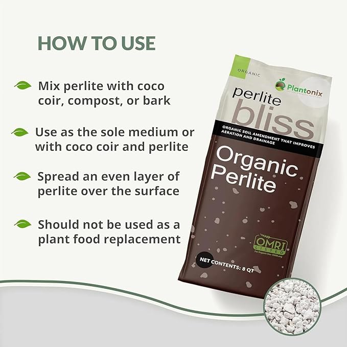 Perlite Bliss (4 Cubic Ft) - Organic Perlite for Plants Indoor Soil Amendment - Bulk Perlite for Gardening & Seed Starting - Mixes Easily with Potting Soil, Vermiculite, & Coco Coir for Plants