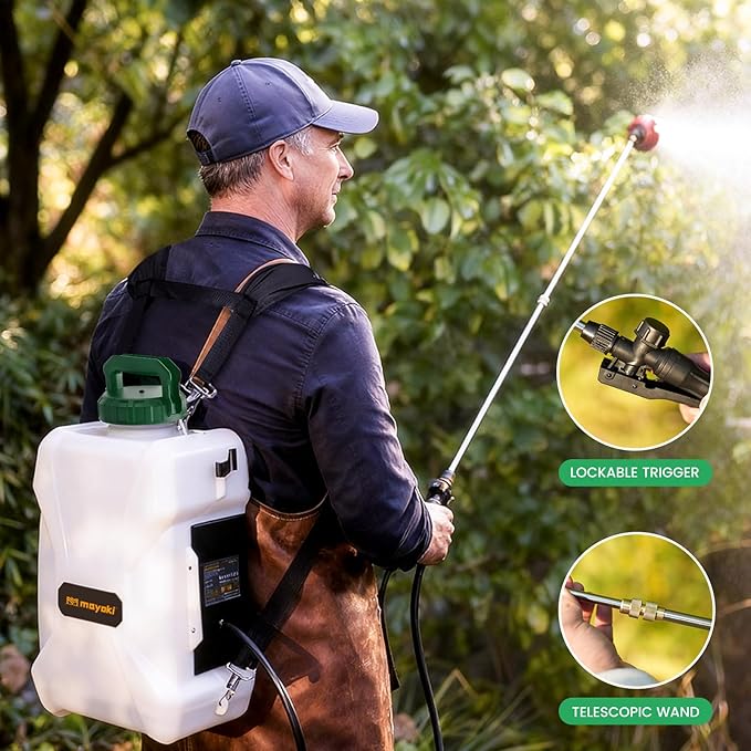 3Gallon Lawn Garden Sprayer Compatible with Makita 18V Battery, Backpack Pump Sprayer w/ 2.0Ah Battery, Translucent Water Tank, Adjustable Pressure, for Spraying Plants, Watering, Weeds, Cleaning