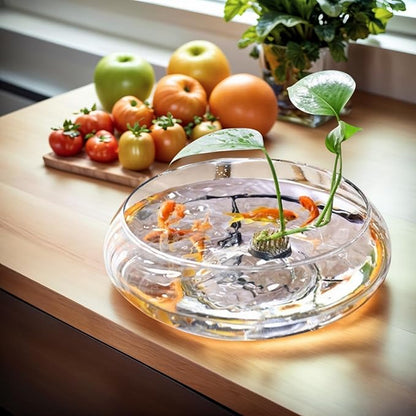 Lotus Bowl Planter, Glass Lotus Flower Bowl, Lotus Bowls For Planting In Water Indoors, Suitable to Succulent Plants Flower Hydroponic Plant Without Bracket