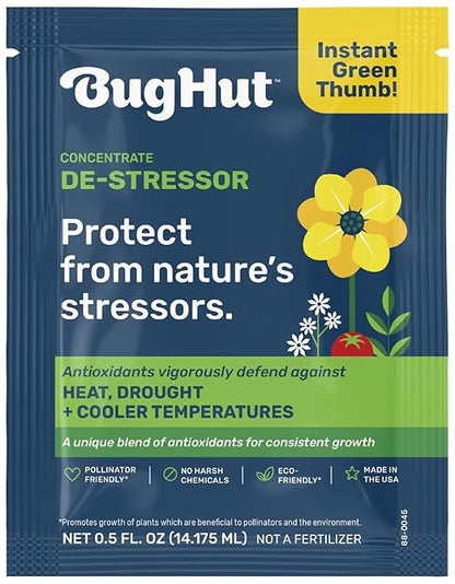 BugHut De-Stressor Plant Food - Natural Antioxidant for Healthy Growth and Protection - Liquid Antioxidant for Indoor and Outdoor Plants, Flowers, Vegetables - 0.5 oz., Makes 2 gallons