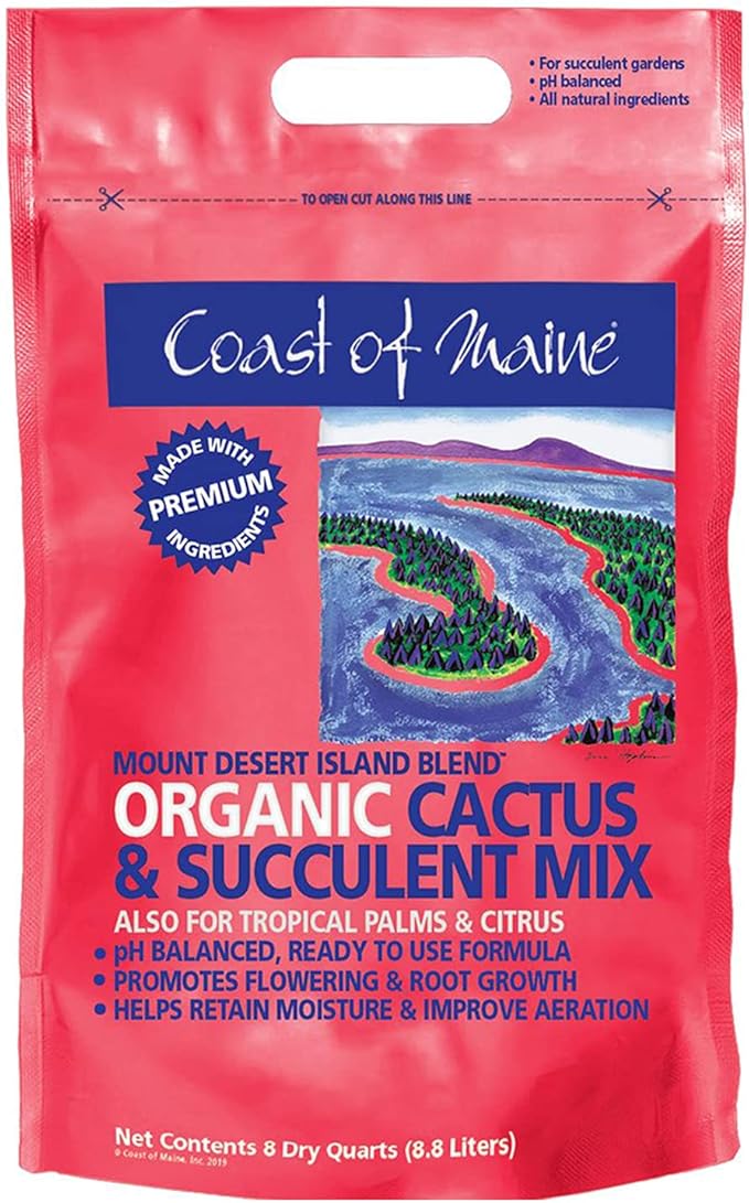 Coast of Maine Mount Desert Island Blend, 8qt (Pack of 2) Organic and Natural, Cactus and Succulent Mix - Tropical Palms and Citrus Plants