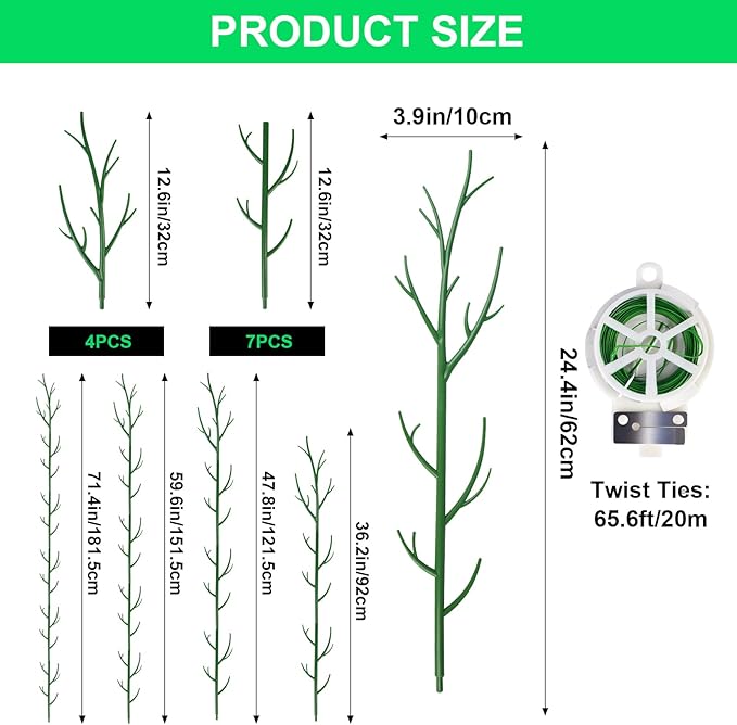 11 Pack Monstera Plant Support - 71.4" Plant Support Stakes for Indoor Plants Sticks Support Tall Indoor Plant Stakes with Twist Ties Stackable Plant Stem Support for Monstera Plants