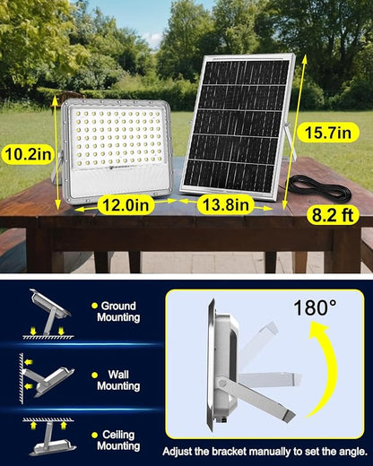 Solar Flood Lights Outdoor Dusk to Dawn:Heavy Duty Security Patio Light Waterproof with Remote Control, 10000 Lumen LED Automatic Wall Lamp for Outside Landscape, Pathway, Yard, Barn, House (20000MAH)