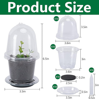 EBaokuup 10 Pack Self Watering Seed Starter Pot, 6.5 x 3.5 Inch Automatic Watering Plant Nursery Pots with Humidity Dome, Self Watering Nursery Pots for Potted Plants Seed Germination
