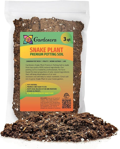 Premium Snake Plant Potting Soil Mix - 3 Quart - All-Natural and Organic - Perfect for Potting and Repotting Your Green Sansevieria Trifascatia Zeylanica Plants