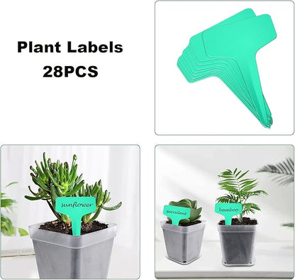 Square Nursery Pots Plastic 28 pcs 3 inches with Saucers and Plant Labels Reusable Seedling Pots Frosted Starter Plant Pots Mini Planter for Indoor/Outdoor