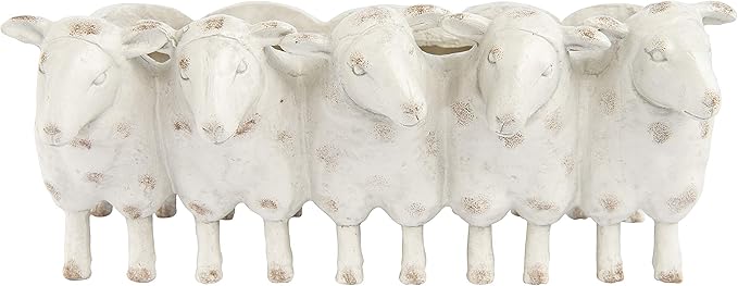 Creative Co-Op Farmhouse Resin Sheep Planter, White