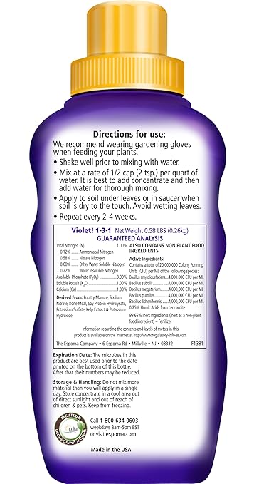 Espoma Organic African Violet Mix 4qt Bag and Violet! Liquid Plant Food Concentrate 8oz Bottle. Use for All Violets and Indoor Flowering Plants - for Organic Gardening - Combo Pack
