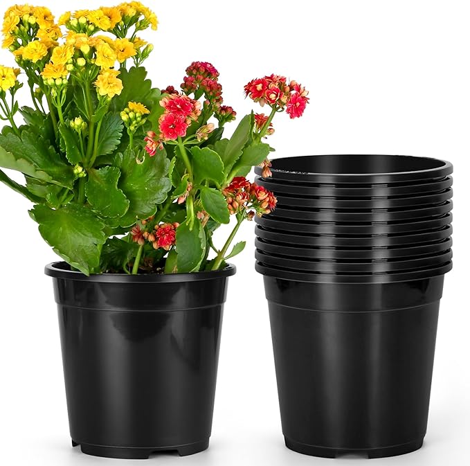 1 Gallon Pots for Plants, 6.7 Inch Plant Pots with Drainage Holes, Sturdy Plastic Large Nursery Pot, 1 Gallon Nursery Pots for Seedlings, Succulents, Cuttings