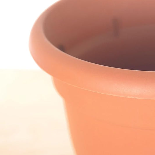 Bloem Ariana 10" Muted Terra Cotta Round Self-Watering Resin Planter Pot - Rolled Rim Indoor and Outdoor Gardening Planter