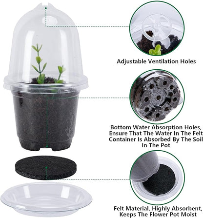 EBaokuup 10 Pack Self Watering Seed Starter Pot, 6.5 x 3.5 Inch Automatic Watering Plant Nursery Pots with Humidity Dome, Self Watering Nursery Pots for Potted Plants Seed Germination
