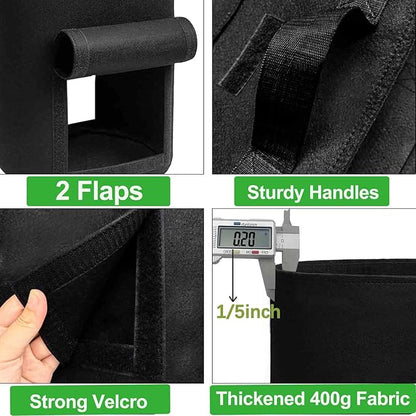 TCBWFY 8 Pack Potato Grow Bags with 2 Flaps 15 Gallon,Heavy Duty 14oz/yd² Planter Pot with Sturdy Handles and 2 Harvest Windows for Potato Tomato and Vegetables