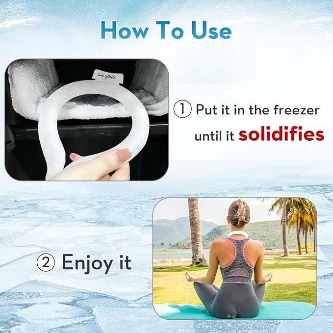 Neck CoolingTube with Insulated Bag, Reusable Ice Coolers Wearable Body CoolingProducts, Neck Coolers for HotWeather (White*2)