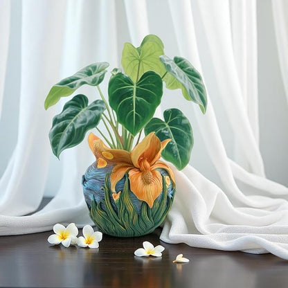 Starry Night Floral Planter, Unique and Interesting Abstract Art Flower pots, Vibrant Colors, Perfect for Home/Garden Artistic Decoration (Flowers)