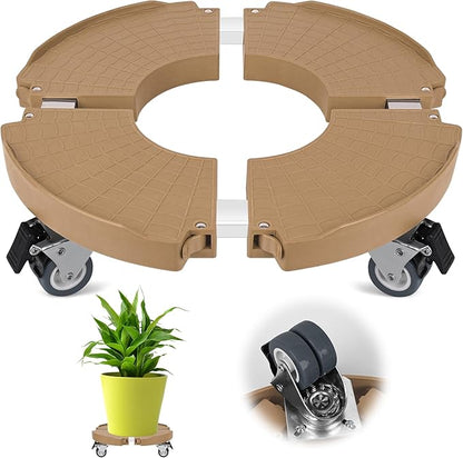 ToLanbbt Plant Caddy Stand with 360° Wheels Adjustable 15-22 Inch Rolling Stand Heavy Duty Large Plant Cart Dolly with Casters 440lbs Capacity for Large Planter, Garden Pot, Flower Pot, Khaki, 1 Pack