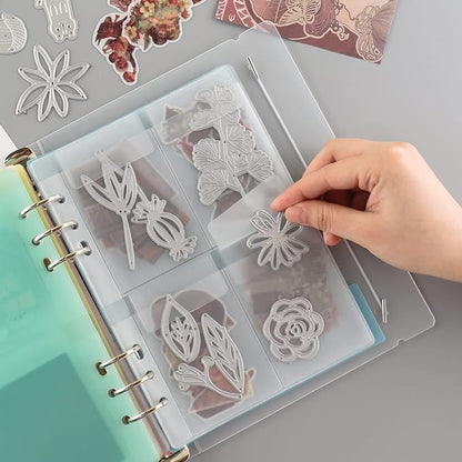 BAOFALI 40 Pages/2Set A5 6 Ring Clear Stamps Storage Embossing Folder Storage with Dividers Photo Storage Album Seal Bags Storage Keeper Cards for DIY Scrapbooking Arts Crafts Collecting Bags
