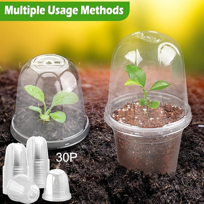6 Inch Clear Humidity Dome, 30 Pcs Adjustable Plant Pot Domes Compatible with 6" Nursery Pots, Reusable Transparent Grow Dome Cover for Seed Starter Pots Outdoor Gardening Plant Growth