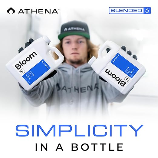 Athena Blended Bloom A&B | 2-Part Flowering Liquid Fertilizer for Hydroponics & Soil | Bloom Booster Plant Food | NPK A 4-0-5 | B 0.7-6-5 | 32 Ounce