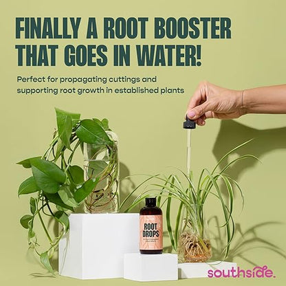 Root Drops - Liquid Rooting Vitamins | Fast Propagation, Stronger Roots, Less Shock | Works in Water, Soil, Leca, Moss | for All Indoor Houseplants Like Pothos, Monstera, Philodendron (4 oz)