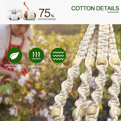 IGaiety Macrame Plant Hanger 5 Pcs Indoor Outdoor Hanging Plant Holders Handmade Plant Hangers Cotton Rope Planters with 5 Pcs Ceiling and S Hooks for Small Plants Pots Boho Home Decor