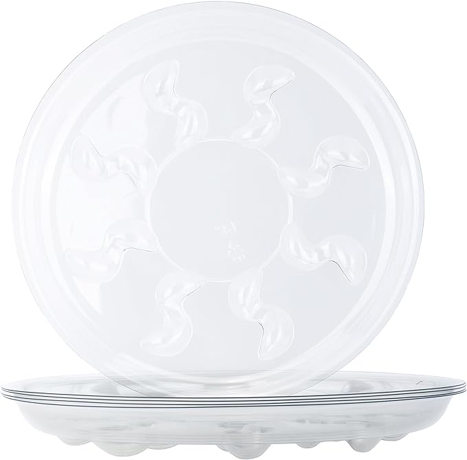 6 Pack Heavy Duty Clear Plastic Plant Saucer Sturdy Pot Tray Plant Trays Drip Trays for pots,Plate Water Catcher,Flower Pot Saucer Water Drainage Tray Floor Protector (16 inch)