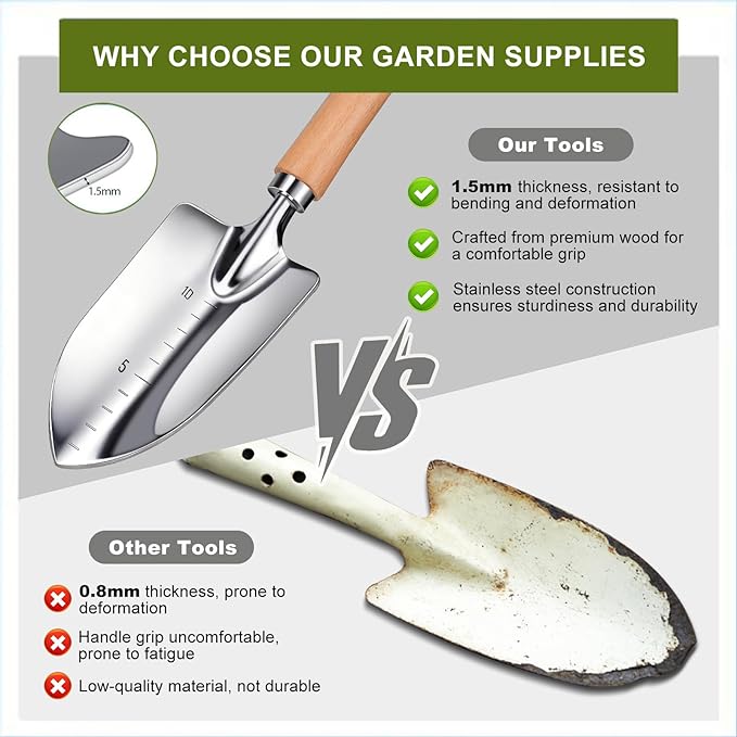Kynup Gardening Tools, Garden Tools Set-9 Piece Gardening Gift for Women, Gardening Kit Ideal Hand Garden Tool, Thickened Stainless Steel, Rust-Proof, Garden Supplies, Essentials, Garden Stuff