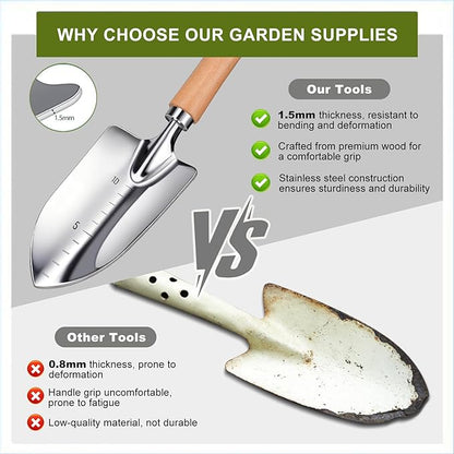 Kynup Gardening Tools, Garden Tools Set-9 Piece Gardening Gift for Women, Gardening Kit Ideal Hand Garden Tool, Thickened Stainless Steel, Rust-Proof, Garden Supplies, Essentials, Garden Stuff