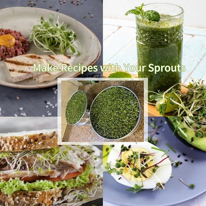 9" Stackable Stainless Steel Seed Sprouting Kit, 3-Tier Mesh Germination Tray, Seed Sprout Grower with Lid Base, Microgreens Propagator for Beans Peas Broccoli Wheat Grass, Soil Free