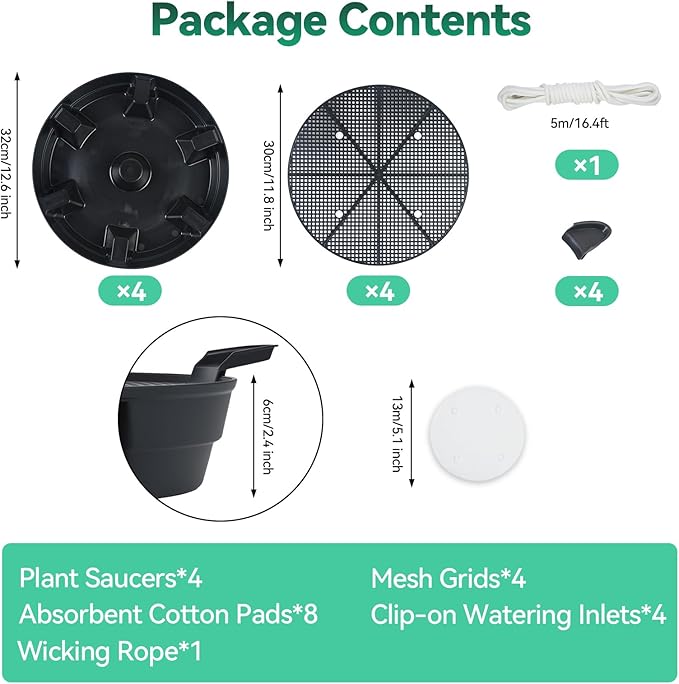 OTraki 4-Pack Self Watering Fabric Pot Base, Auto Watering System for 5 Gallon Fabric Pots, Plastic Plant Saucer Stand with Watering Lip Outdoor Garden Watering Base Plant Water Tray