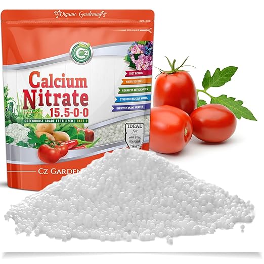 Calcium Nitrate 15.5-0-0 Fertilizer Made in USA – Greenhouse Grade Plant Food for Hydroponics, Plants & Gardens – Fruit, Vegetables. Blossom End Rot Tomatoes (Cz Garden Organics Calcium Nitrate 18LB)