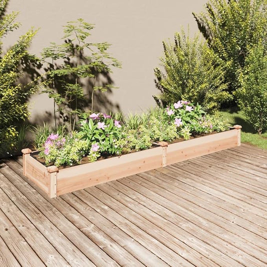vidaXL Rectangular Raised Garden Bed in untreated Solid Fir Wood with Liner and Open Bottom - 94.5"x23.6"x9.8"
