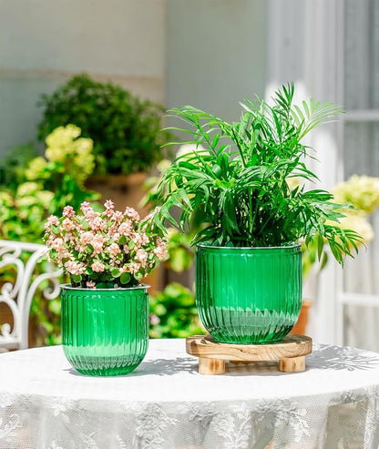 Melphoe Self Watering Pots for Indoor Plants Planter, 6.5/5.3 Inch 2 Pack Planters Self Watering Plant Pots for Flower, Houseplants, Succulent, African Violets and Cactus with Drainage