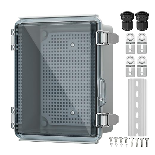 Joinfworld Outdoor WiFi Enclosure Weatherproof Locking Outdoor WiFi Box Plastic Waterproof Switch Router Enclosure Box 8.7x6.7x4.3