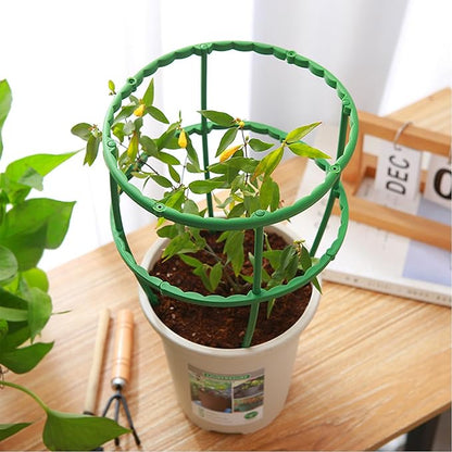 12 Pack Plant Support Plant Stakes Plastic Cage Holder Small Plant Support Ring for Potted Plants, Stackable 3 Tier Garden Flower Support, Indoor and Outdoor Plants, 5.5" Wide x 5.5" High