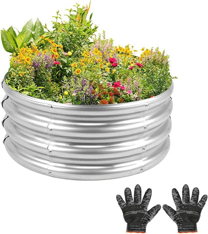 Garden Galvanized Raised Garden Bed Kit - Metal Planter Boxes for Vegetables/Herbs/Flowers, Heavy-Duty Steel Outdoor Garden Box with Reinforced Edges(4X4X1FT)