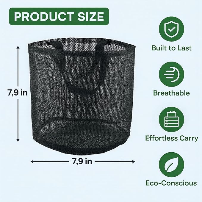 6 Pack Pond Planting Bags, 7.9" Reusable Mesh Aquatic Plant Pots with Reinforced Handles – Breathable Water Lily/Lotus Planter Baskets for Pond, Bog, Aquaponics & Hydroponics