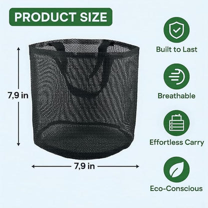 6 Pack Pond Planting Bags, 7.9" Reusable Mesh Aquatic Plant Pots with Reinforced Handles – Breathable Water Lily/Lotus Planter Baskets for Pond, Bog, Aquaponics & Hydroponics