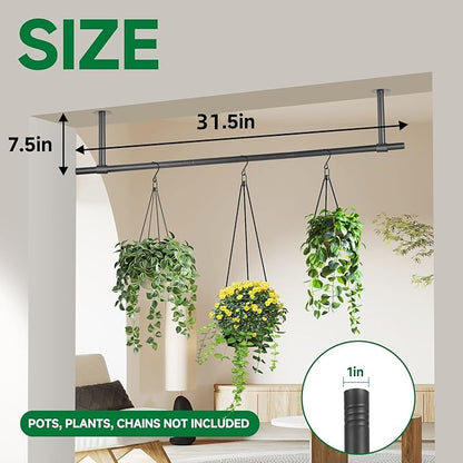 2 pcs Hanging Planters Rod, Plant Hanger Indoor for Window Ceiling, Hanging Plant Shelf for Wall Planter House Plants, Plant Shelves Metal Holder Bar 31.5 In (Pots, Plants, Chains not Included)