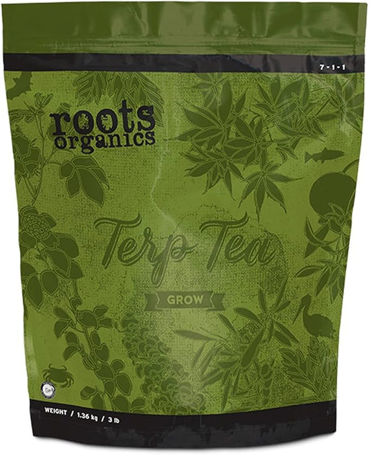 Roots Organics Terp Tea Grow, Micronized Organic Fertilizer with Beneficial Bacteria and Mycorrhizae, 7-1-1 NPK, 9 lb.
