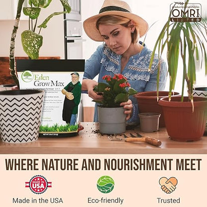 Eden Grow Max Organic Blended Neem Cake | Perfect for Home Gardening, Fruits, Lawns & Flowers | OMRI Listed (3lbs)