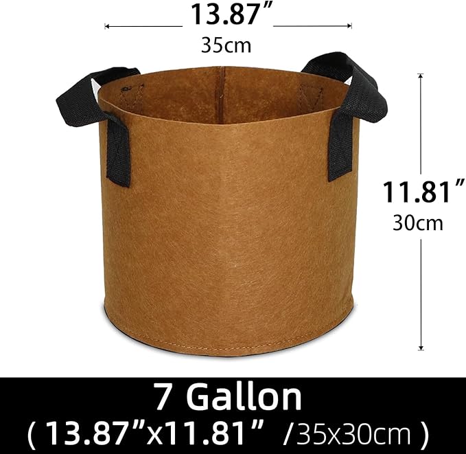 Grow Bags,Growing Pot Bags Garden Grow Bag Indoor Outdoor Fabric Aeration Plant Pot Container Flower Vegetable Pouch (Coffee,7 Gallon)