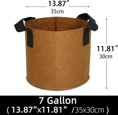 Grow Bags,Growing Pot Bags Garden Grow Bag Indoor Outdoor Fabric Aeration Plant Pot Container Flower Vegetable Pouch (Coffee,7 Gallon)