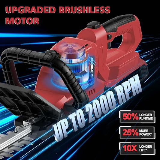 Hedge Trimmer Cordless Compatible with Milwaukee M18 Battery, 22-Inch Battery Hedge Trimmer, Brushless Bush Trimmer, 2/3'' Cutting Capacity, Lightweight & Rotatable Handle(No Battery)