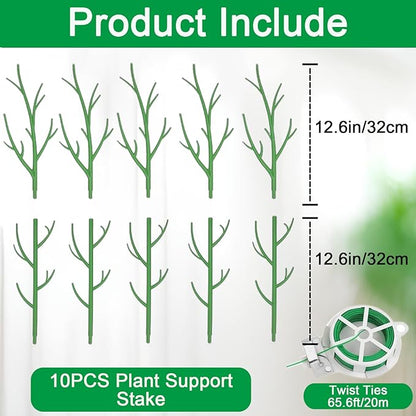 Orgrimmar 10 Pack Monstera Plant Support Stakes Adjustable Length with Green Ties for Indoor Outdoor Climbing Plants