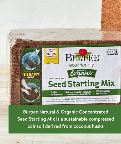 Burpee Organic Coconut Coir Concentrated Seed Starting Mix, 16 Quart (Pack of 12)